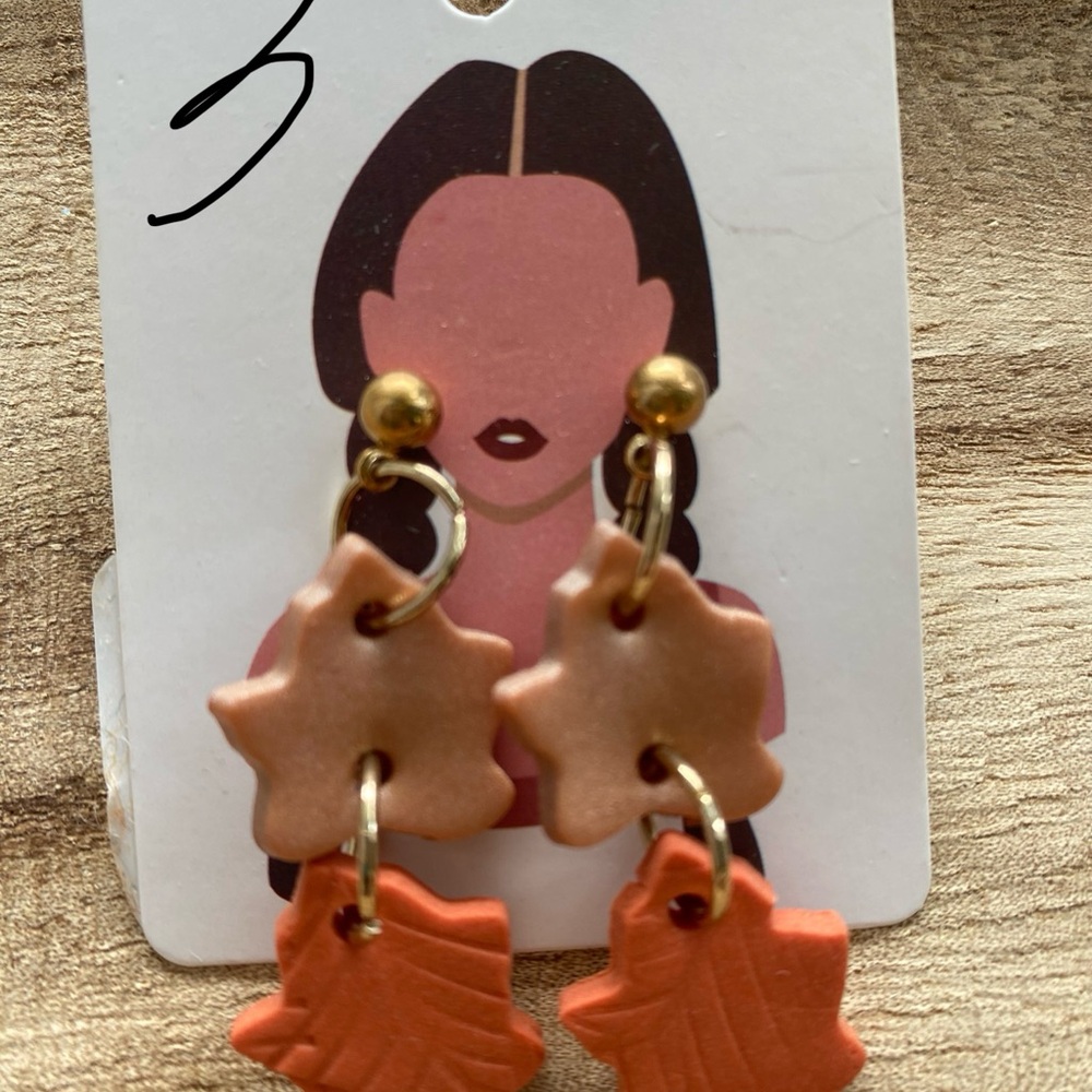 Star and Leaf Dangle Earrings